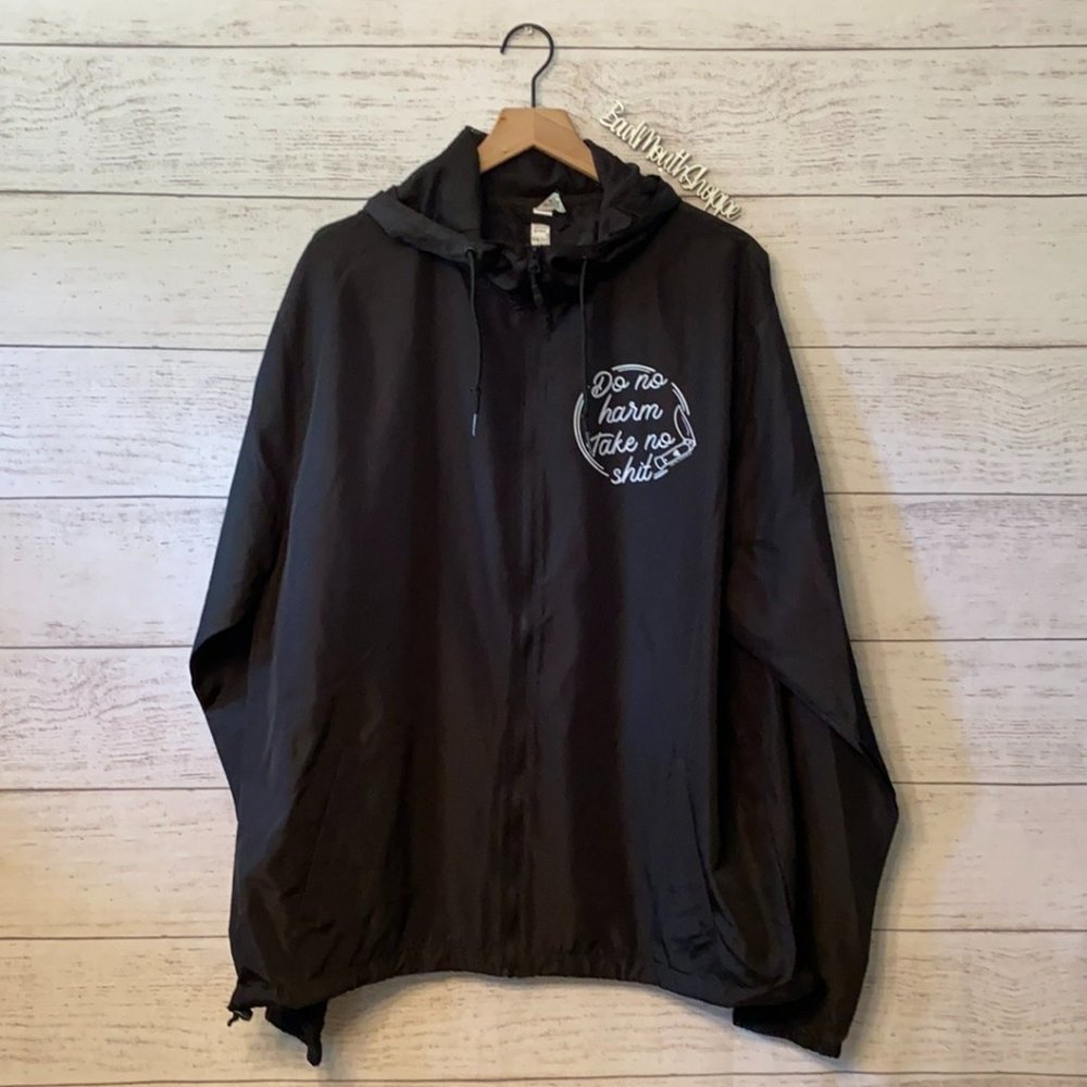 *Metal Marvels Do No Harm Take No Shit Black Windbreaker Jacker 2XL